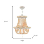 Natural And White Candle Style Three Light Metal Dimmable Chandelier
