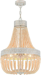 Gold And White Candle Style Five Light Metal Dimmable Chandelier