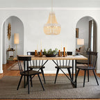 Gold And White Candle Style Five Light Metal Dimmable Chandelier