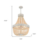 Gold And White Candle Style Six Light Metal Dimmable Chandelier