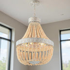 Gold And White Candle Style Six Light Metal Dimmable Chandelier