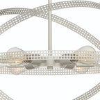 Silver Kitchen Island Six Light Metal Dimmable Chandelier