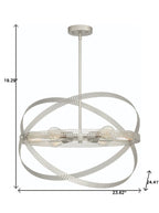 Silver Kitchen Island Six Light Metal Dimmable Chandelier