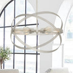 Silver Kitchen Island Six Light Metal Dimmable Chandelier