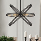 Black And Gold Kitchen Island Six Light Metal Dimmable Chandelier