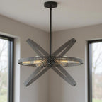 Black And Gold Kitchen Island Six Light Metal Dimmable Chandelier