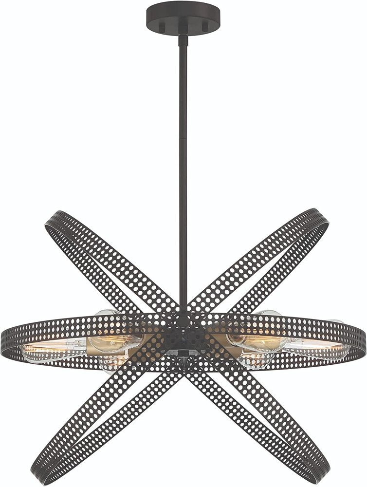Black And Gold Kitchen Island Six Light Metal Dimmable Chandelier