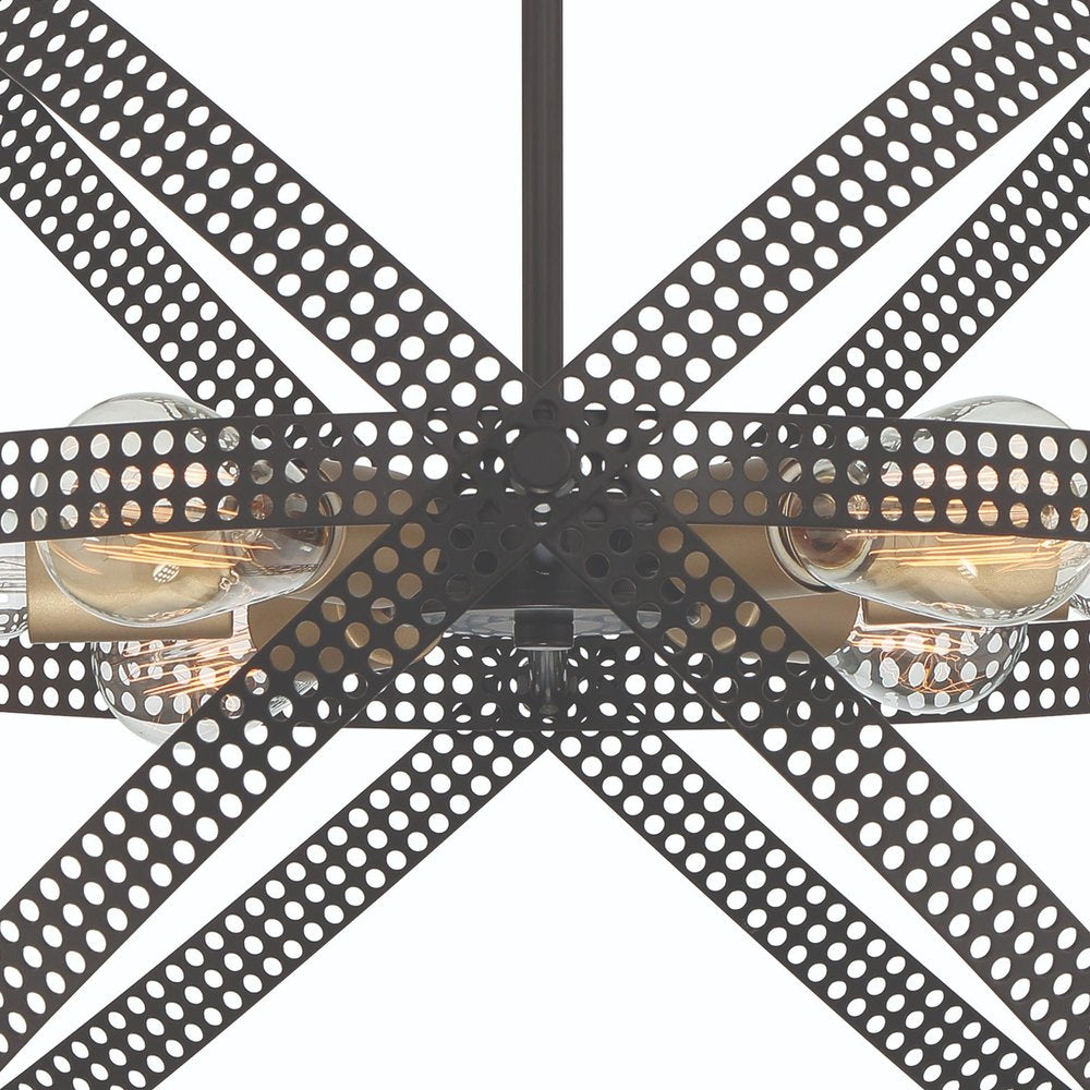 Black And Gold Kitchen Island Six Light Metal Dimmable Chandelier