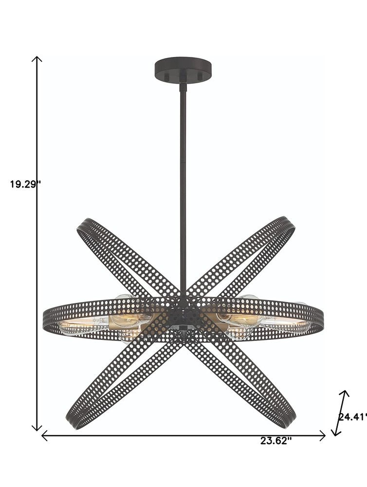 Black And Gold Kitchen Island Six Light Metal Dimmable Chandelier