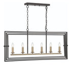 Black And Gold Kitchen Island Six Light Metal Dimmable Chandelier