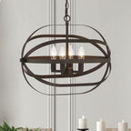 Bronze Candle Style Four Light Metal Dimmable Chandelier