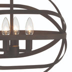 Bronze Candle Style Four Light Metal Dimmable Chandelier
