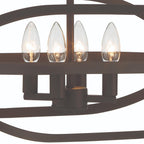 Bronze Candle Style Four Light Metal Dimmable Chandelier