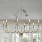 Brass Candle Style Ten Light Metal Dimmable Chandelier