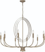 Brass Candle Style Ten Light Metal Dimmable Chandelier