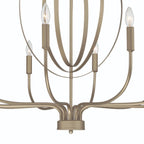 Brass Candle Style Ten Light Metal Dimmable Chandelier