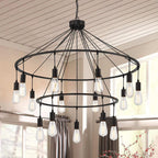 Black Candle Style Multi Light Metal Dimmable Chandelier