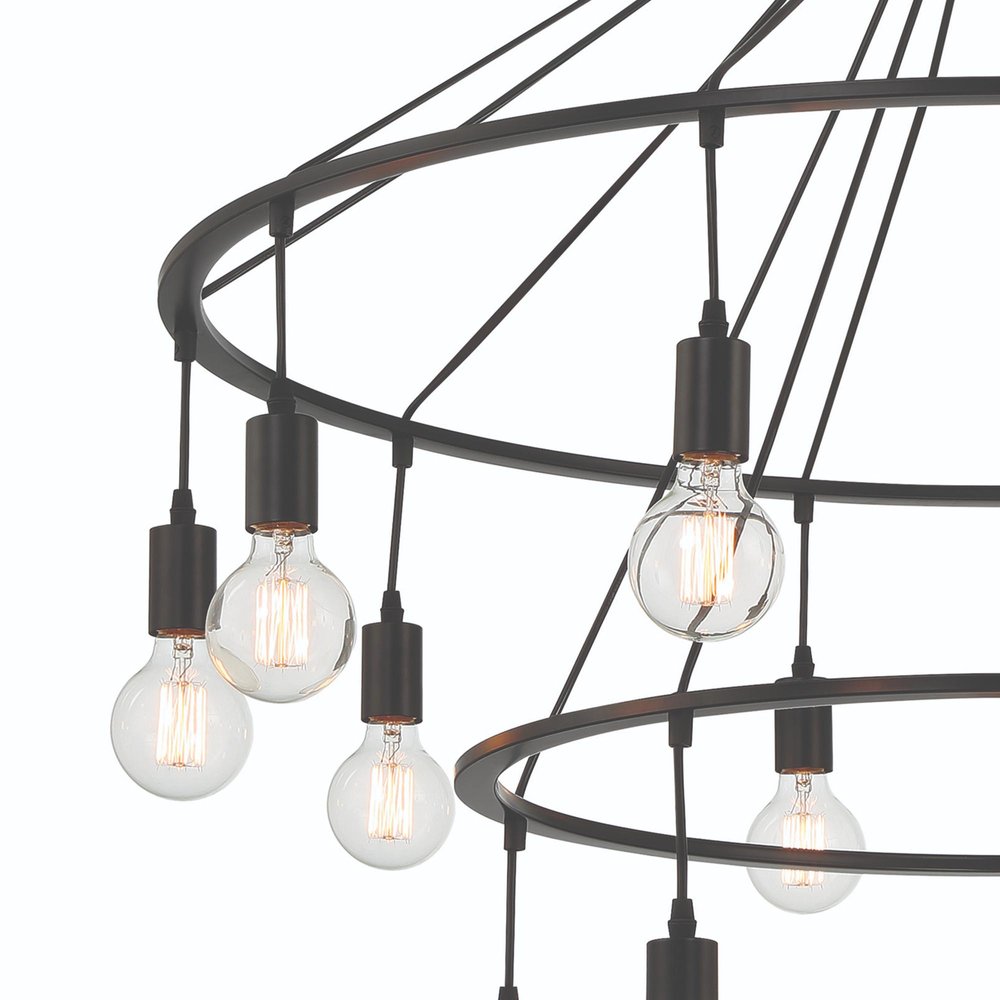 Black Candle Style Multi Light Metal Dimmable Chandelier