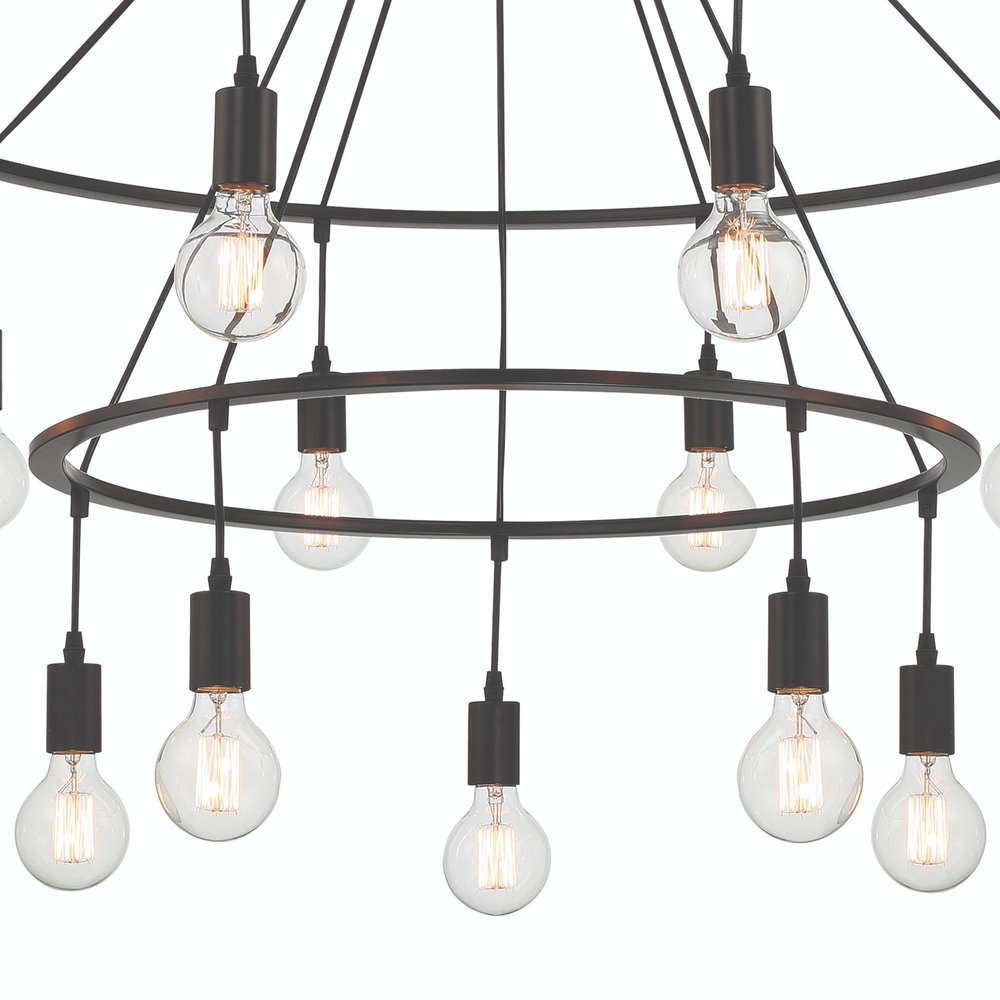 Black Candle Style Multi Light Metal Dimmable Chandelier