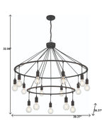 Black Candle Style Multi Light Metal Dimmable Chandelier