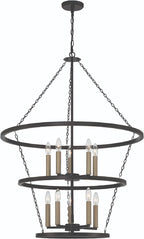 Black And Gold Candle Style Ten Light Metal Dimmable Chandelier