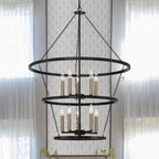 Black And Gold Candle Style Ten Light Metal Dimmable Chandelier