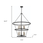 Black And Gold Candle Style Ten Light Metal Dimmable Chandelier