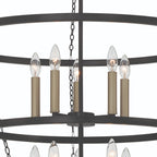 Black And Gold Candle Style Ten Light Metal Dimmable Chandelier