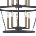 Black And Gold Candle Style Ten Light Metal Dimmable Chandelier