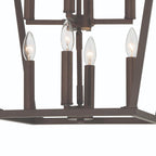 Bronze Candle Style Eight Light Metal Dimmable Chandelier