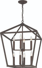 Bronze Candle Style Eight Light Metal Dimmable Chandelier