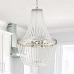 Silver Candle Style Six Light Metal Dimmable Chandelier