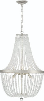 Silver Candle Style Six Light Metal Dimmable Chandelier