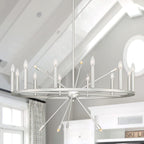 Silver Candle Style Multi Light Metal Dimmable Chandelier