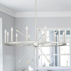 Silver Candle Style Multi Light Metal Dimmable Chandelier