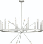 Silver Candle Style Multi Light Metal Dimmable Chandelier