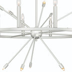Silver Candle Style Multi Light Metal Dimmable Chandelier