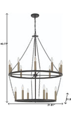 Black And Gold Candle Style Multi Light Metal Dimmable Chandelier