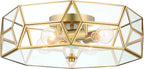 Brass Unique Statement Four Light Metal Dimmable Flush Chandelier With Clear Shades