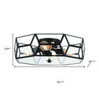 Black Unique Statement Four Light Metal Dimmable Flush Chandelier With Clear Shades