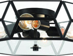 Black Unique Statement Four Light Metal Dimmable Flush Chandelier With Clear Shades