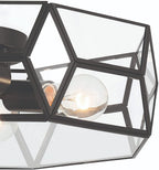 Black Unique Statement Four Light Metal Dimmable Flush Chandelier With Clear Shades