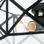 Black Unique Statement Four Light Metal Dimmable Flush Chandelier With Clear Shades