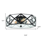 Black Unique Statement Four Light Metal Dimmable Flush Chandelier With Clear Shades