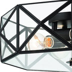 Black Unique Statement Four Light Metal Dimmable Flush Chandelier With Clear Shades