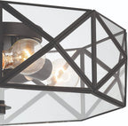 Black Unique Statement Four Light Metal Dimmable Flush Chandelier With Clear Shades