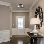 Black Unique Statement Two Light Metal Dimmable Flush Chandelier With Clear Shades