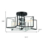 Black Unique Statement Two Light Metal Dimmable Flush Chandelier With Clear Shades