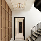 Brass Unique Statement Two Light Metal Dimmable Flush Chandelier With Clear Shades