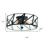 Black Unique Statement Four Light Metal Dimmable Flush Chandelier With Clear Shades